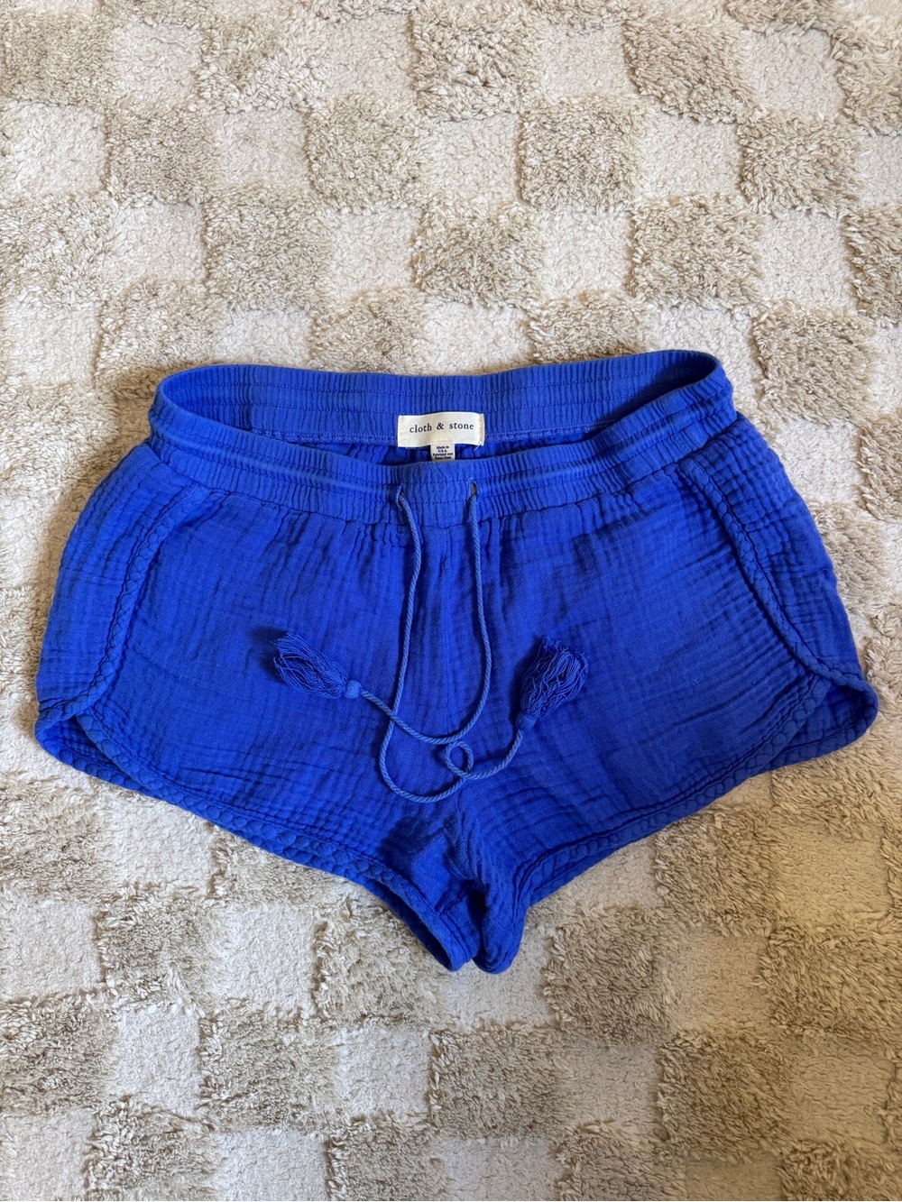 Cloth & Stone Blue Cotton Gauze Shorts